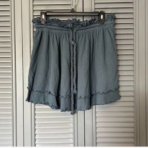 FP Beach : Blue Drawstring Ruffled Skirt - Small